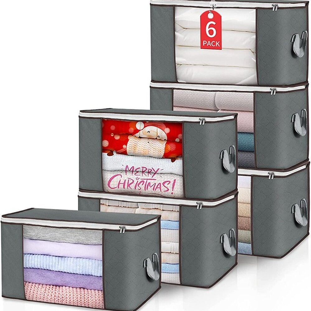 NEW 6 Pack Clothes Storage Bins Organizer 90L Large Storage Bags